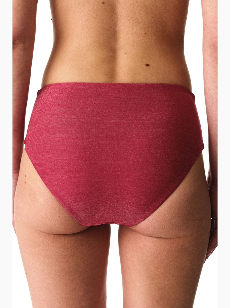 Dayana cueca de biquíni franzida de cintura subida, brilho metálico penti Vermelho bordô - Kiabi