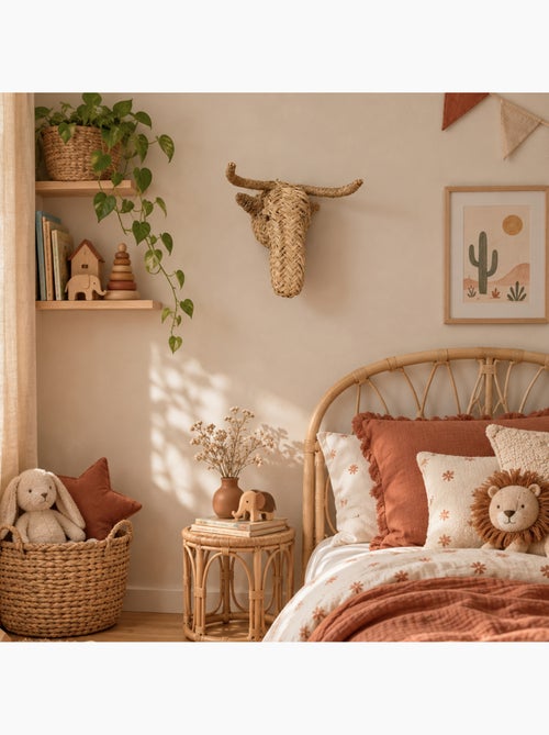 Decoração de parede com cabeça de alce em palha - Kiabi