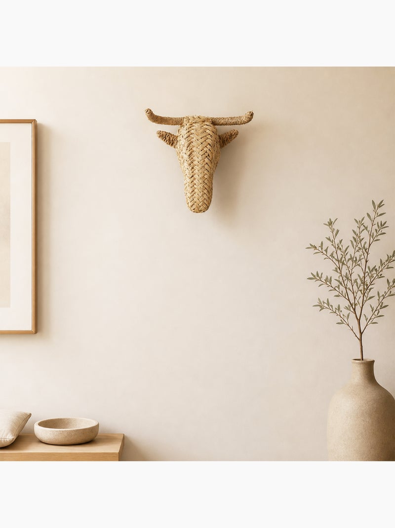 Decoração de parede com cabeça de alce em palha Bege - Kiabi