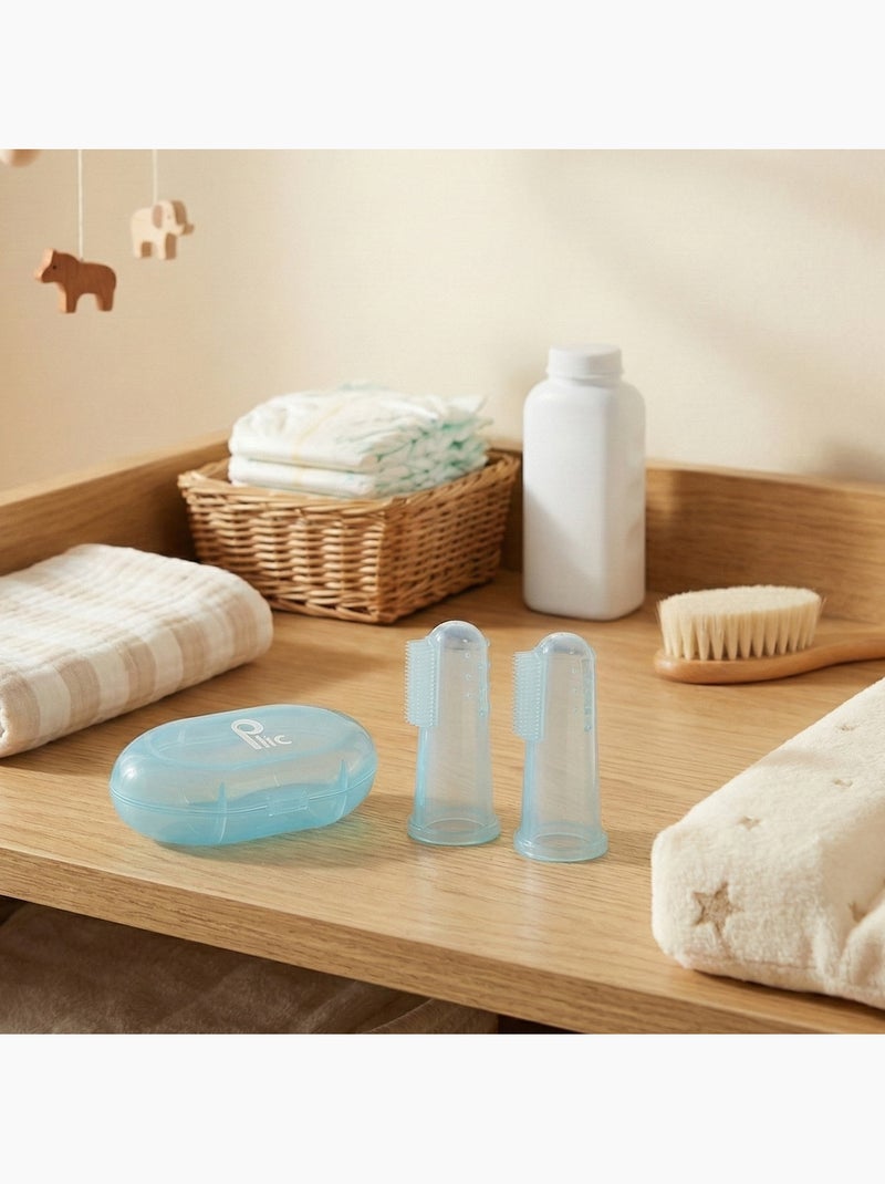 Dedeira escova dental silicone bebé lote 2 Azul - Kiabi