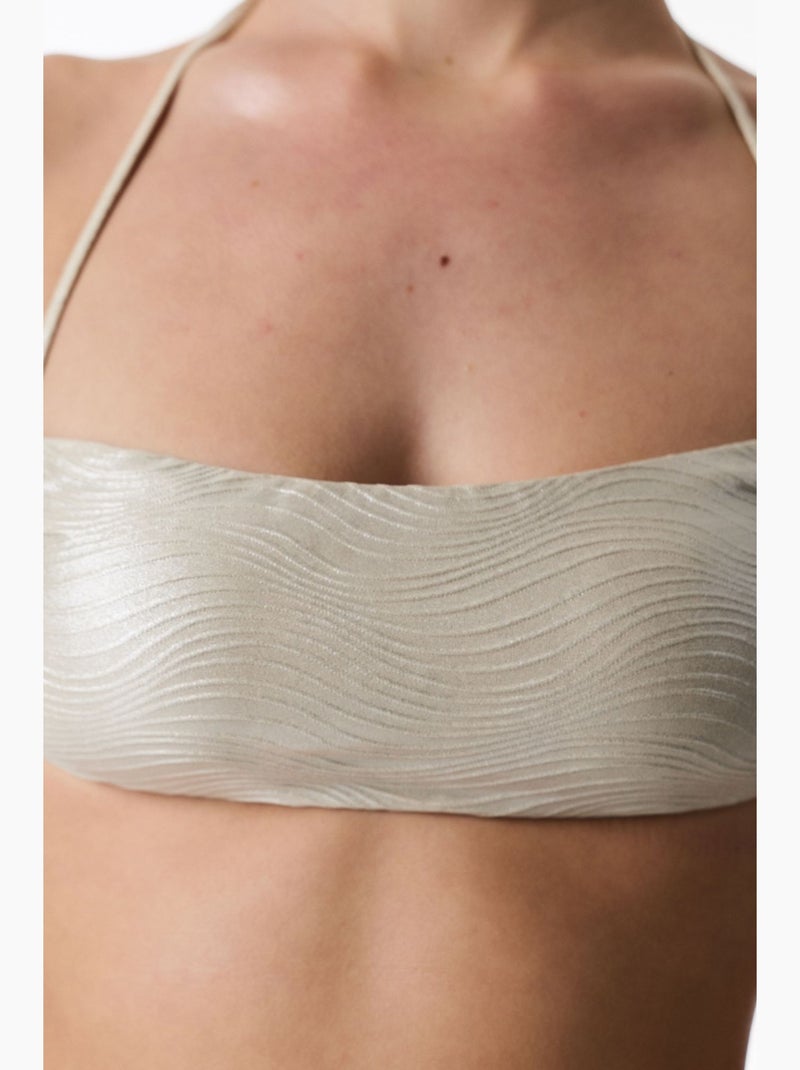 Deja top de biquíni bandeau brilhante penti Creme - Kiabi
