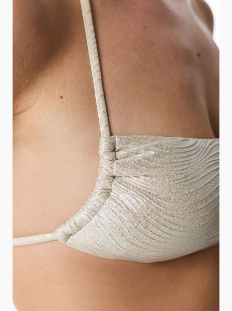 Deja top de biquíni bandeau brilhante penti Creme - Kiabi