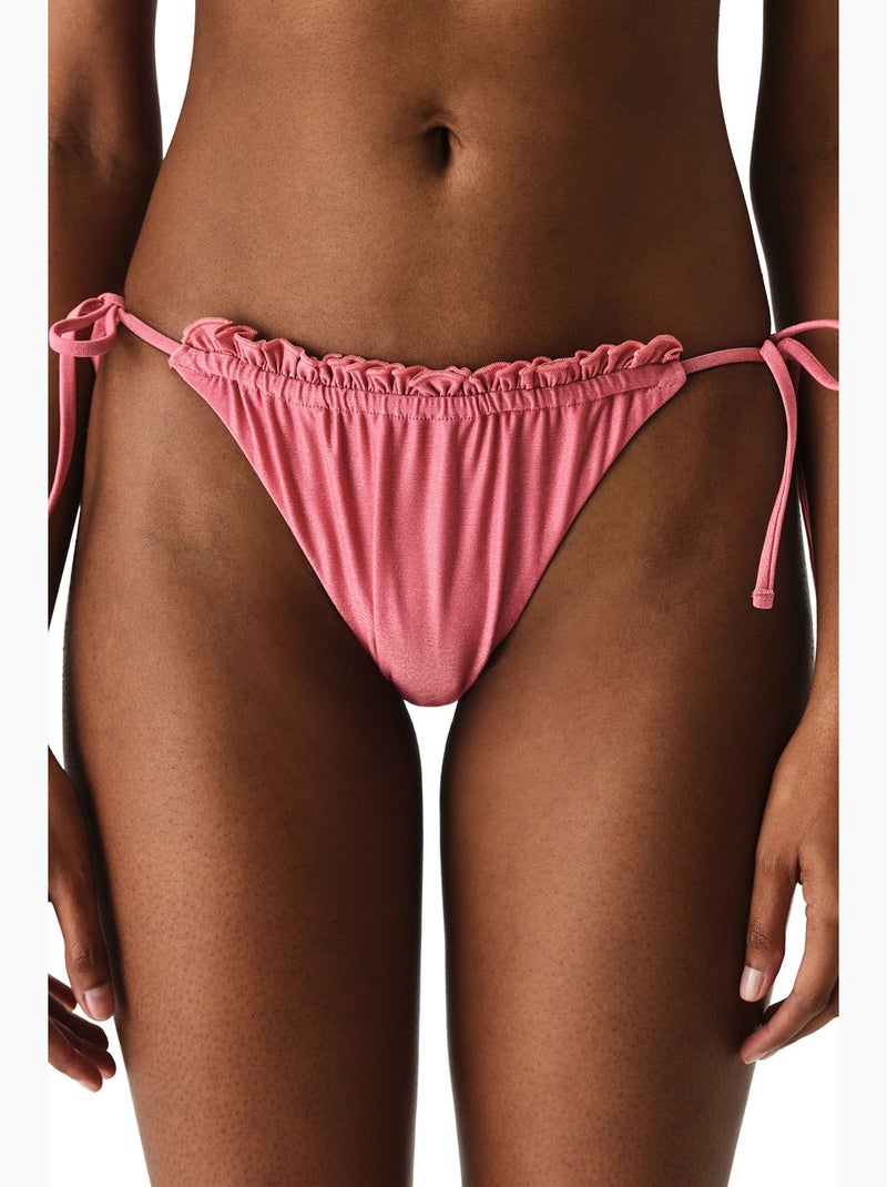 Denisse ruffle parte de baixo de biquíni com folhos, cintura média penti Rosa - Kiabi