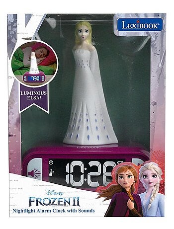 Despertador com luz nocturna desenho 3d frozen elsa e efeitos sonoros