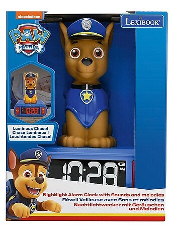 Despertador com luz nocturna desenho 3d paw patrol chase e efeitos sonoros