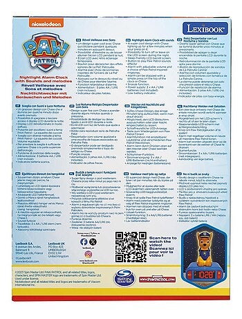 Despertador com luz nocturna desenho 3d paw patrol chase e efeitos sonoros