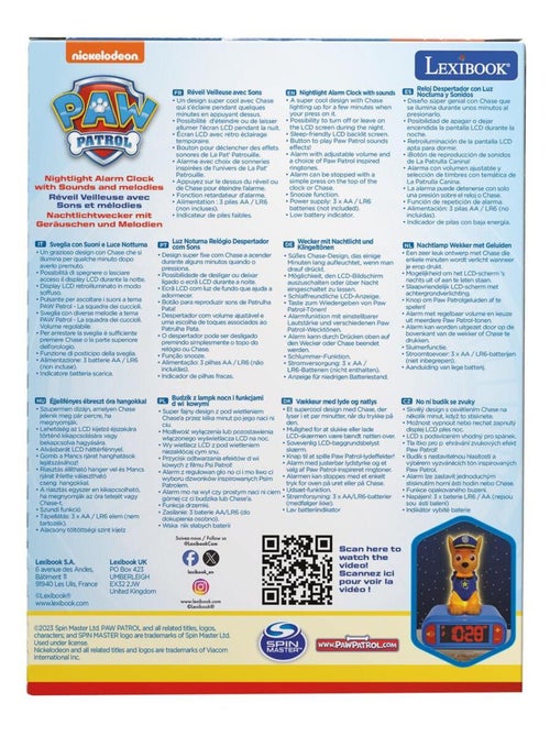 Despertador com luz nocturna desenho 3d paw patrol chase e efeitos sonoros - Kiabi