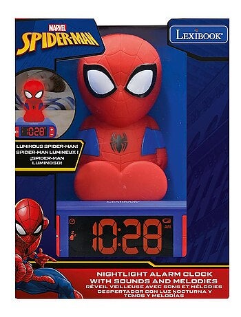 Despertador com luz nocturna desenho 3d spiderman e efeitos sonoros