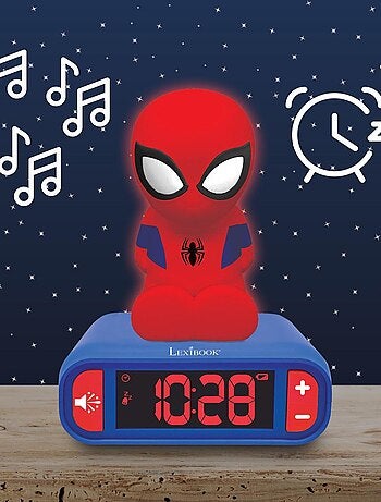Despertador com luz nocturna desenho 3d spiderman e efeitos sonoros