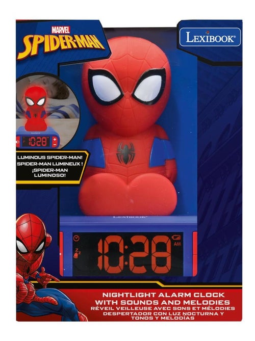 Despertador com luz nocturna desenho 3d spiderman e efeitos sonoros - Kiabi