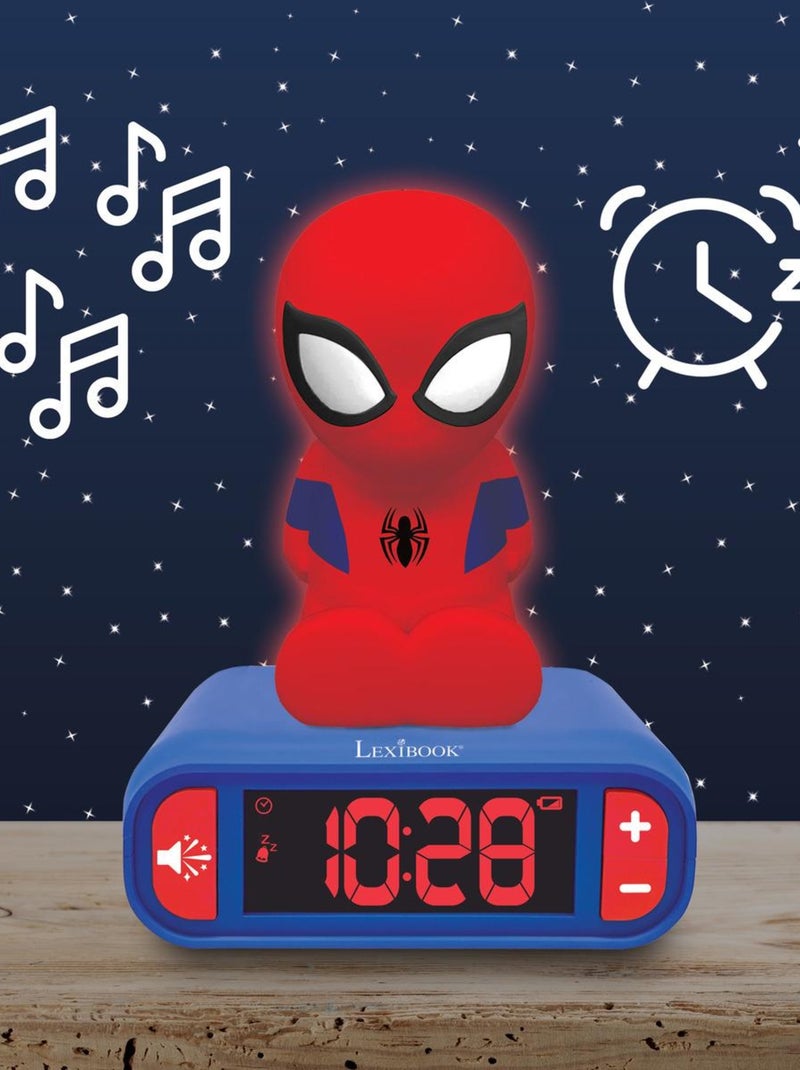 Despertador com luz nocturna desenho 3d spiderman e efeitos sonoros Vermelho - Kiabi