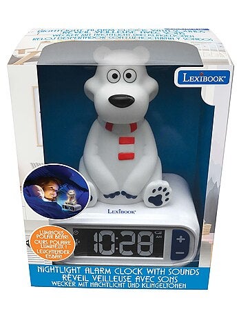 Despertador com luz nocturna design 3d animais urso polar e efeitos sonoros