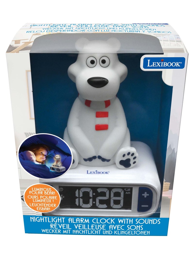 Despertador com luz nocturna design 3d animais urso polar e efeitos sonoros Branco - Kiabi