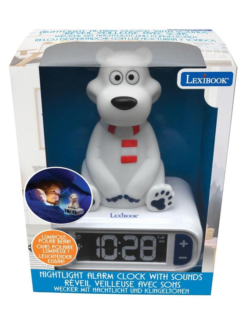 Despertador com luz nocturna design 3d animais urso polar e efeitos sonoros Branco - Kiabi