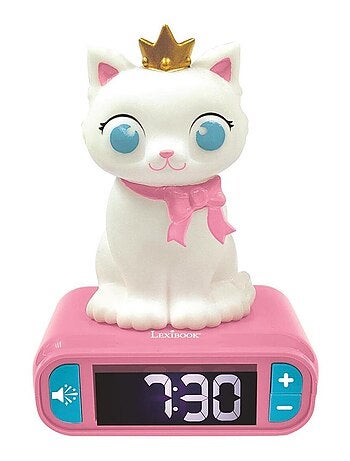 Despertador com luz nocturna e efeitos sonoros com design 3d de gato
