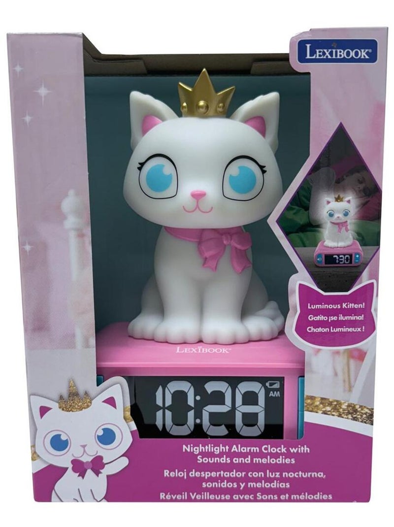 Despertador com luz nocturna e efeitos sonoros com design 3d de gato Rosa - Kiabi