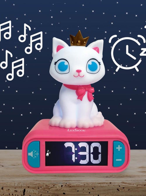 Despertador com luz nocturna e efeitos sonoros com design 3d de gato - Kiabi