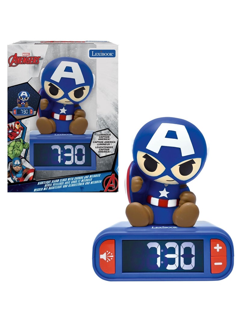 Despertador com luz nocturna e sons capitão américa Azul - Kiabi