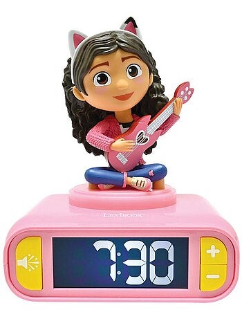 Despertador com luz nocturna e sons gabby's dollhouse