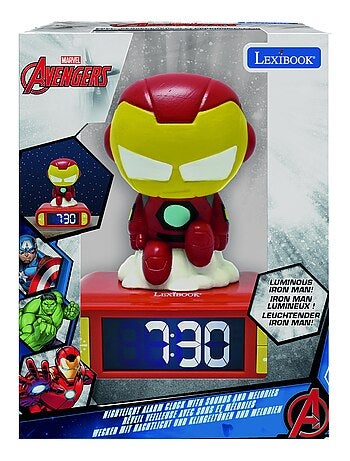 Despertador com luz nocturna iron man e sons
