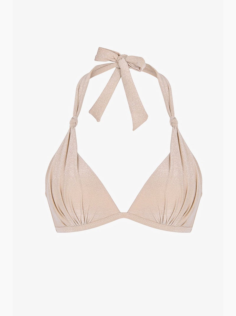 Devon top de biquíni franzido e brilhante penti Bege-argila - Kiabi