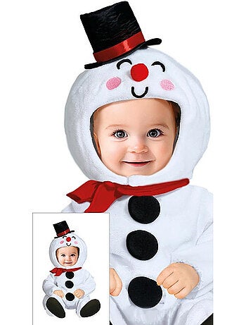 Disfarce de boneco de neve com capuz e chapéu para bebé