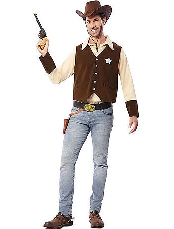 Disfarce de cowboy xerife para homem