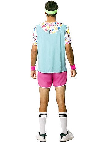 Disfarce de desportista dos anos 80 com pulseiras para homem