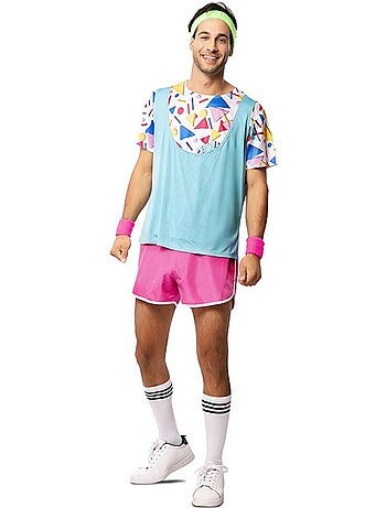 Disfarce de desportista dos anos 80 com pulseiras para homem