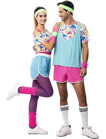 Disfarce de desportista dos anos 80 com pulseiras para homem