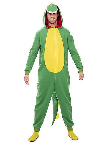 Disfarce de dinossauro kigurumi para adulto
