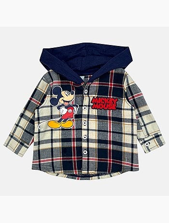 Disney - Conjunto bebé menino camisa aos quadrados com capuz e calças personagem