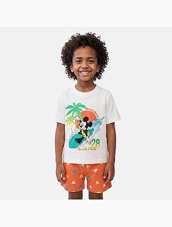 Disney - Conjunto criança branco e calções laranja