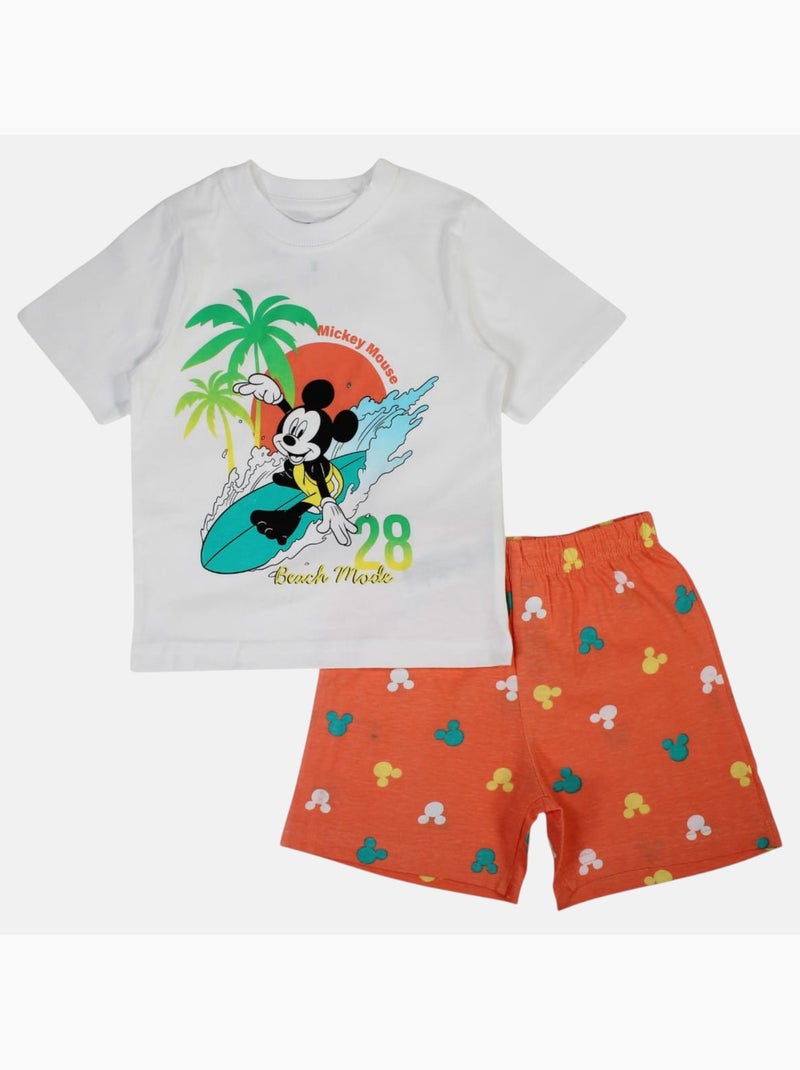 Disney - Conjunto criança branco e calções laranja Branco - Kiabi