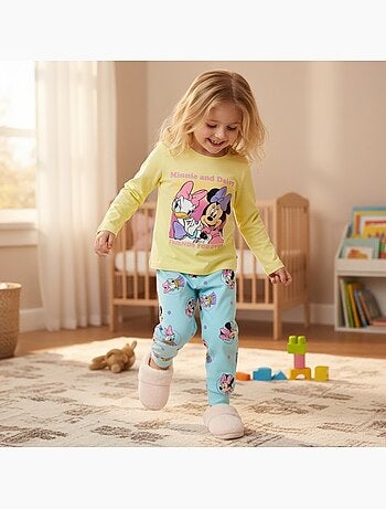 Disney - Conjunto criança rosa e calças azuis personagem