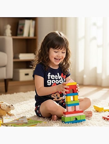 Disney - Conjunto criança t-shirt azul e calções azuis com bolinhas personagem