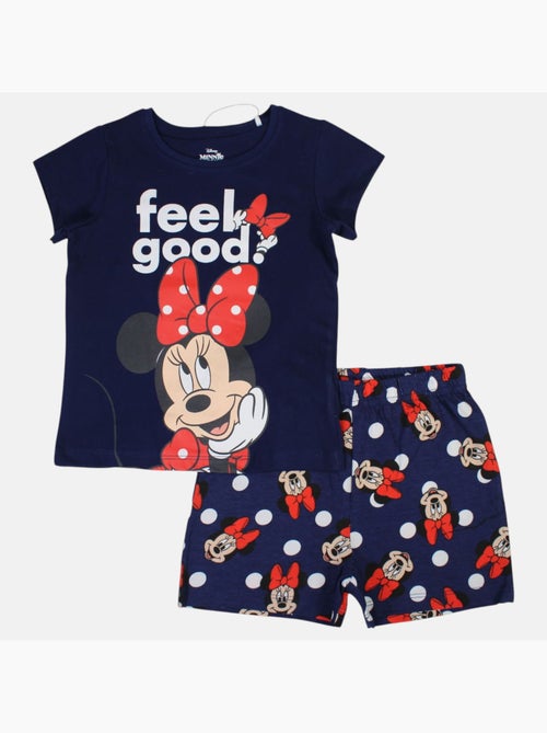 Disney - Conjunto criança t-shirt azul e calções azuis com bolinhas personagem - Kiabi