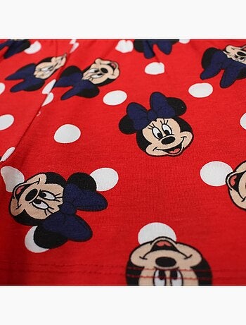 Disney - Conjunto criança t-shirt branco e calções vermelhos com bolinhas personagem