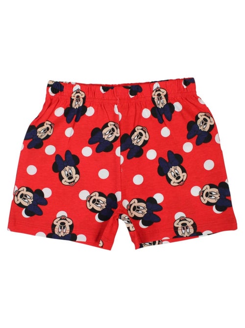 Disney - Conjunto criança t-shirt branco e calções vermelhos com bolinhas personagem - Kiabi