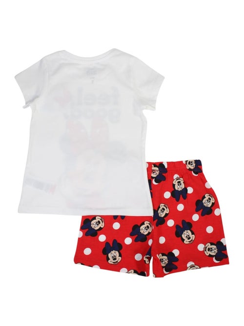 Disney - Conjunto criança t-shirt branco e calções vermelhos com bolinhas personagem - Kiabi