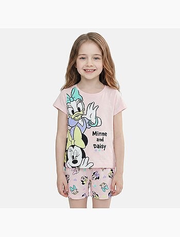 Disney - Conjunto criança t-shirt rosa e calções personagem