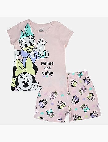 Disney - Conjunto criança t-shirt rosa e calções personagem