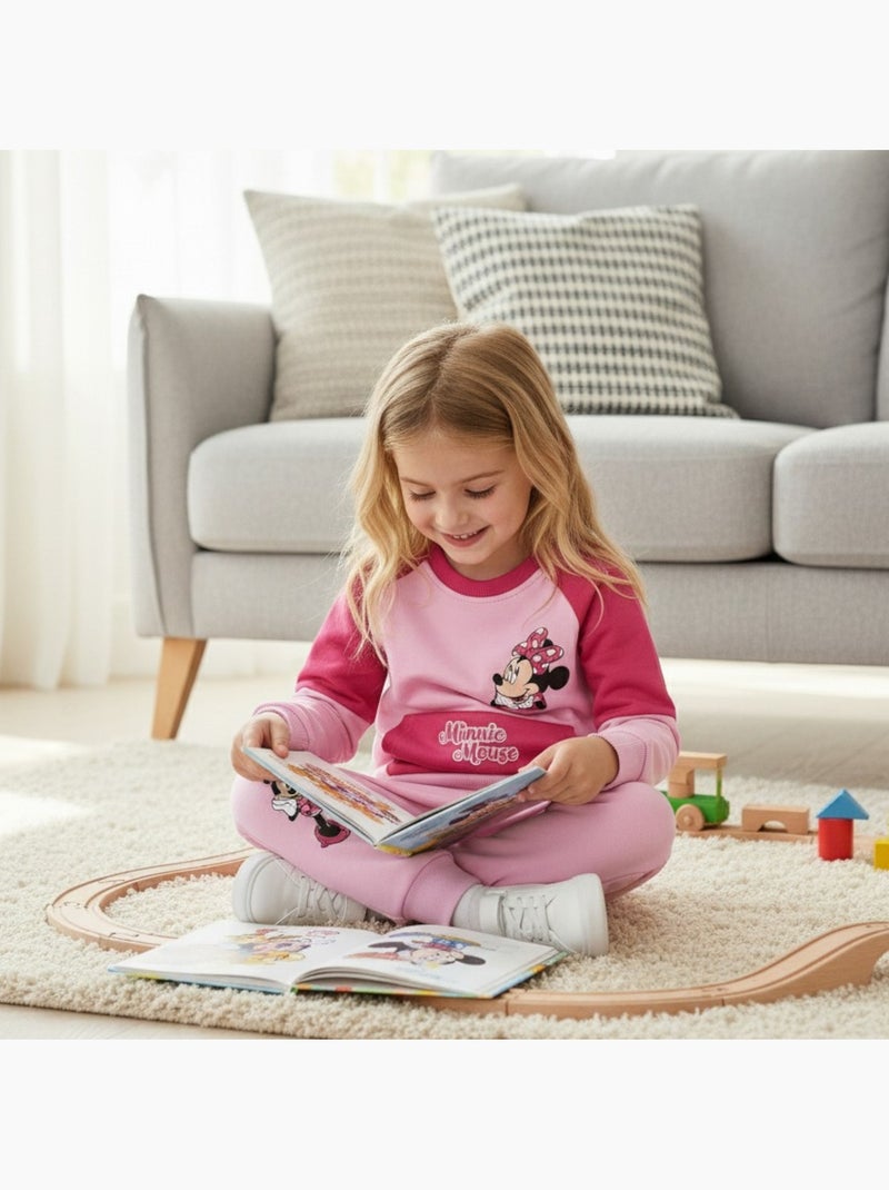 Disney - Conjunto fato de treino menina sweat e calças estampado Rosa - Kiabi