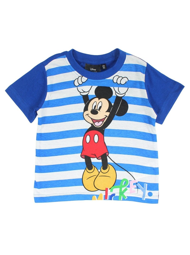 Disney - Conjunto t-shirt e calção criança às riscas Azul-marinho - Kiabi