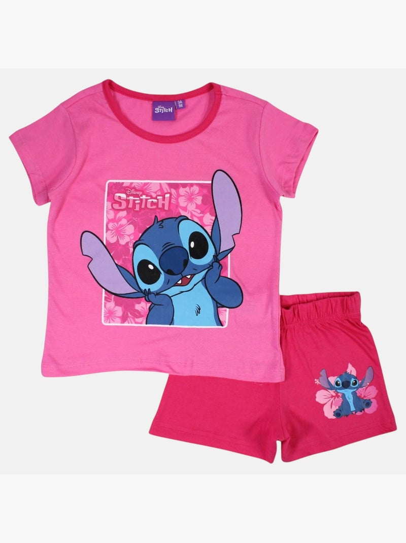 Disney - Conjunto t-shirt e calção criança com padrão Rosa - Kiabi