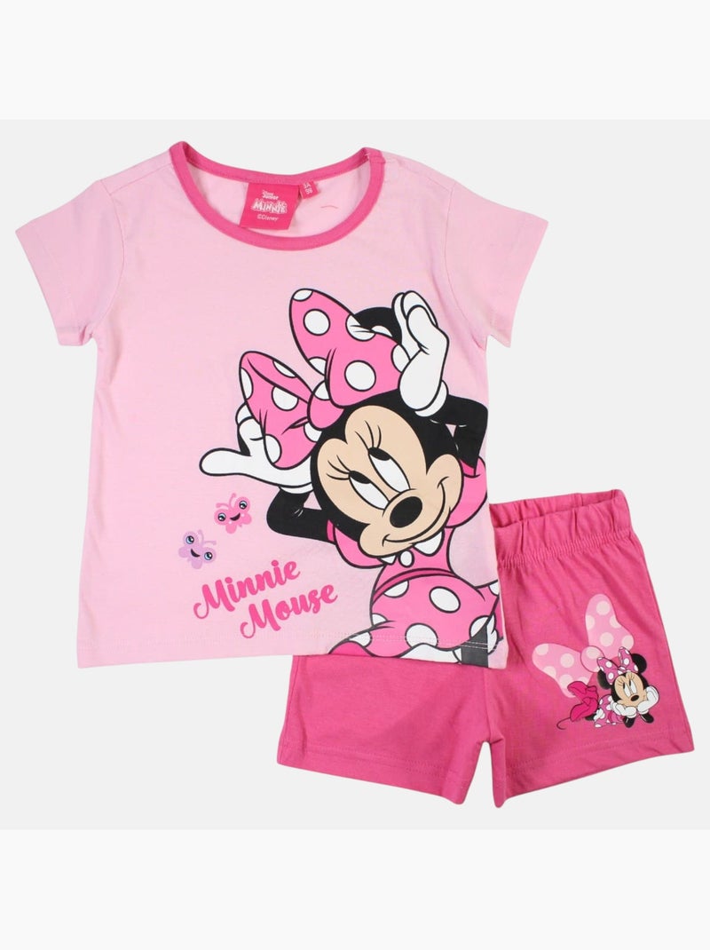 Disney - Conjunto t-shirt e calção criança estampado Rosa-claro - Kiabi