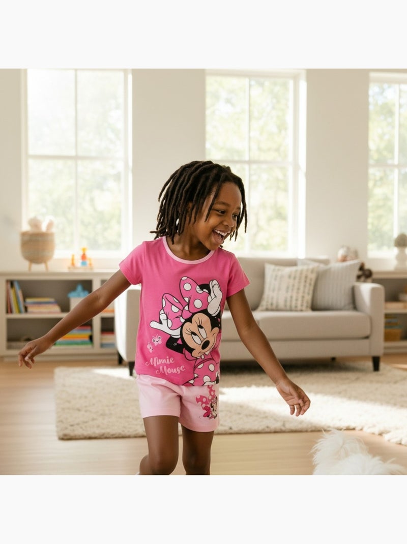 Disney - Conjunto t-shirt e calção criança estampado Rosa - Kiabi
