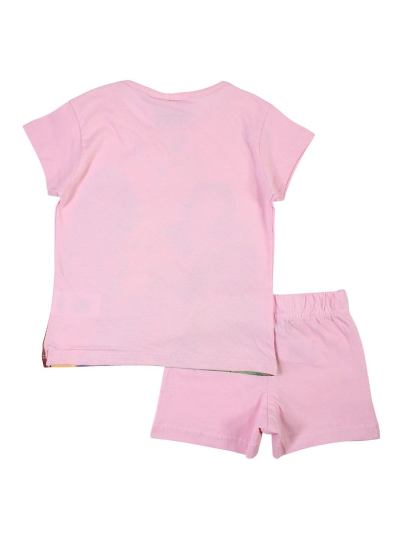 Disney - Conjunto t-shirt manga curta e calção criança estampado Rosa - Kiabi
