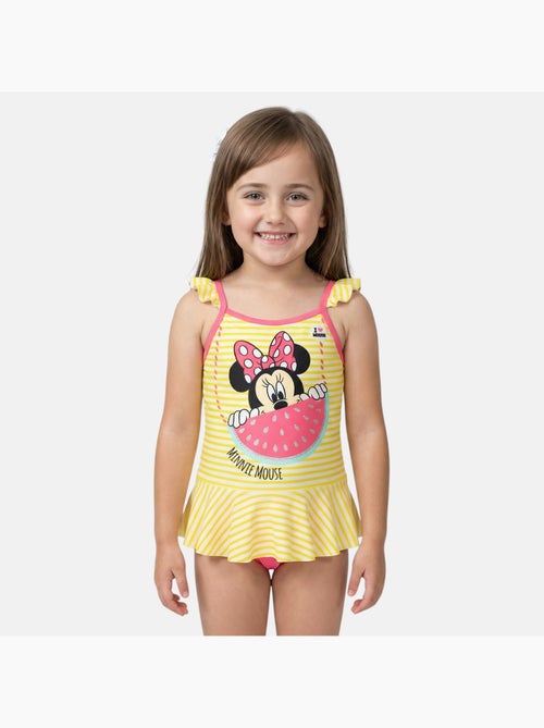 Disney - Fato de banho bebé menina inteiro amarelo às riscas com folhos personagem - Kiabi Disney - Fato de banho bebé menina inteiro amarelo às riscas com folhos personagem - Kiabi
