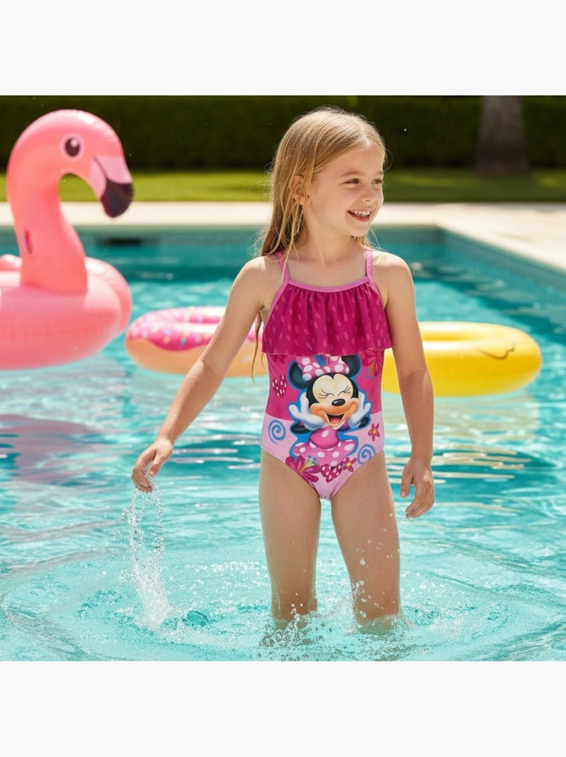 Disney - Fato de banho inteiro com folhos e estampa menina Rosa - Kiabi